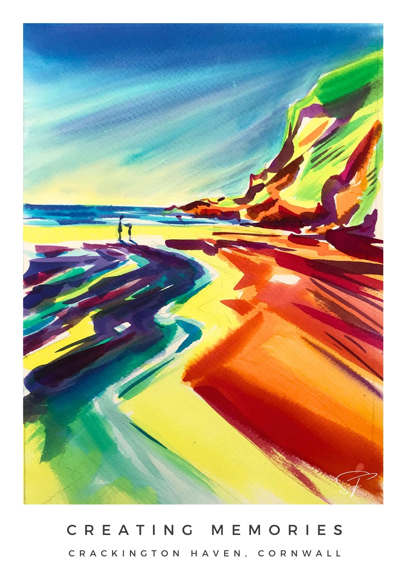 Beautiful Cornish Coastline paintings in High Quality Art Poster